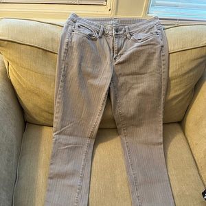 Loft Size 6 - Grey and White striped pants